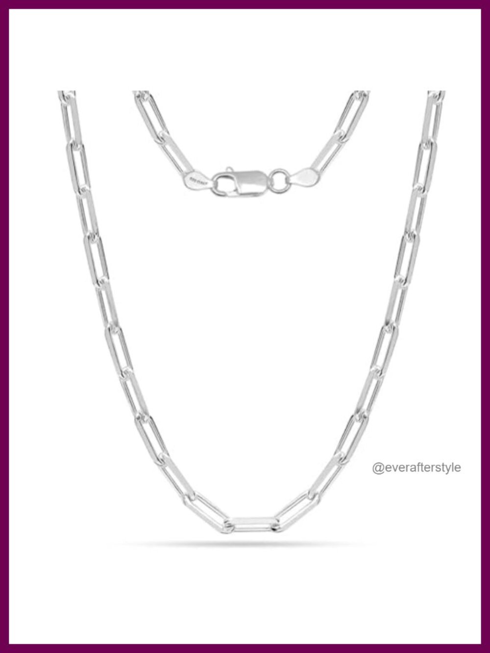 925 Sterling Silver Paperclip Chain Necklace 18" Lobster Clasp